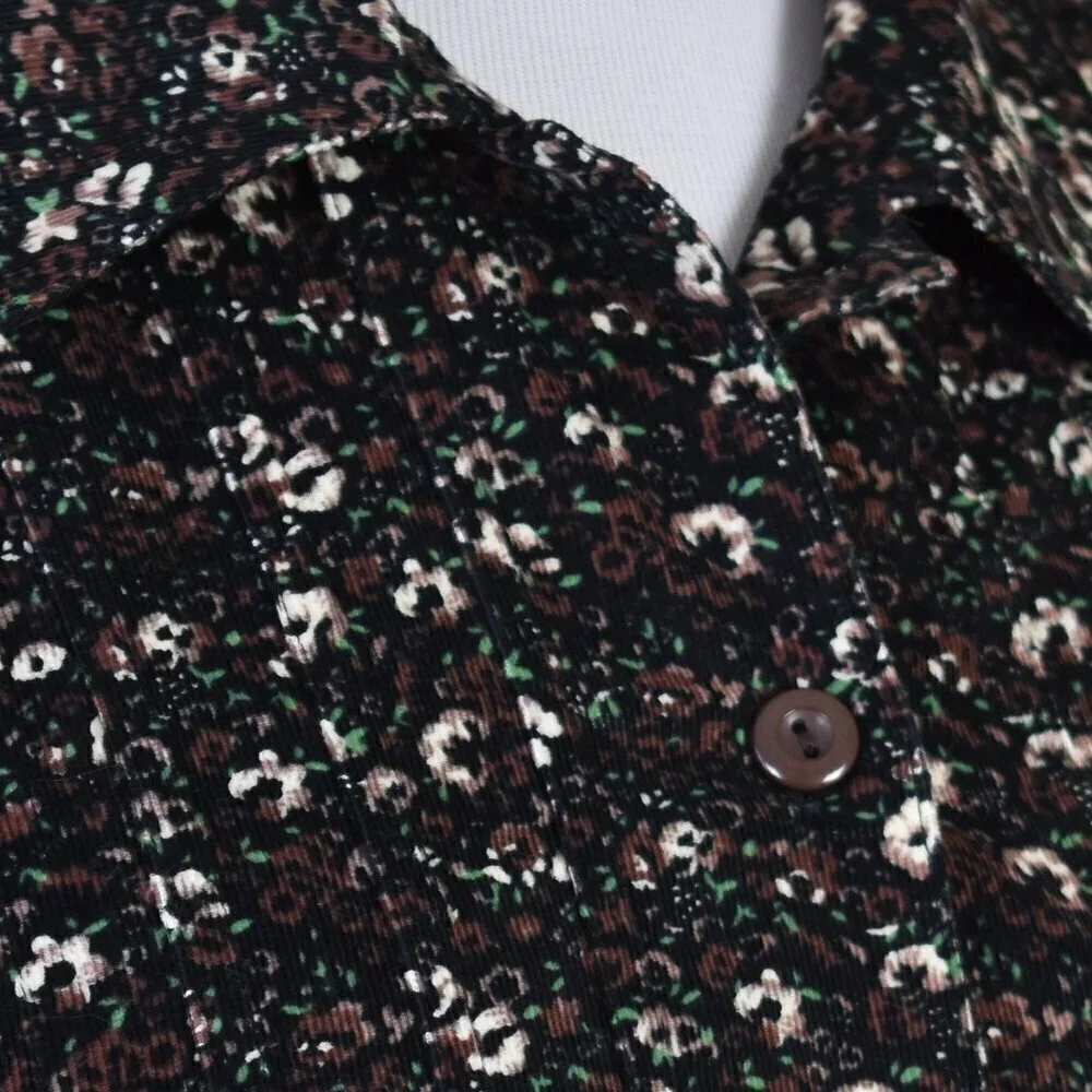Vintage La Cera Corduroy Floral Dress NEW - M - Picture 4 of 12